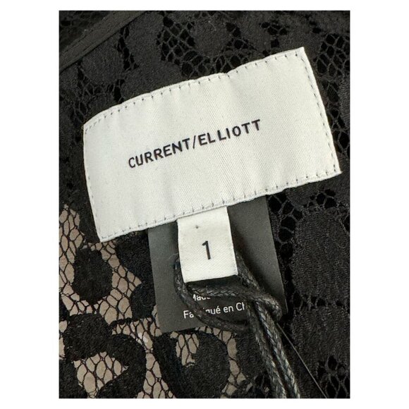 NEW Current/Elliott The Rin Top Black Leopard Lace Sheer LS Womens Sz 1 NWT $248 - Picture 3 of 15